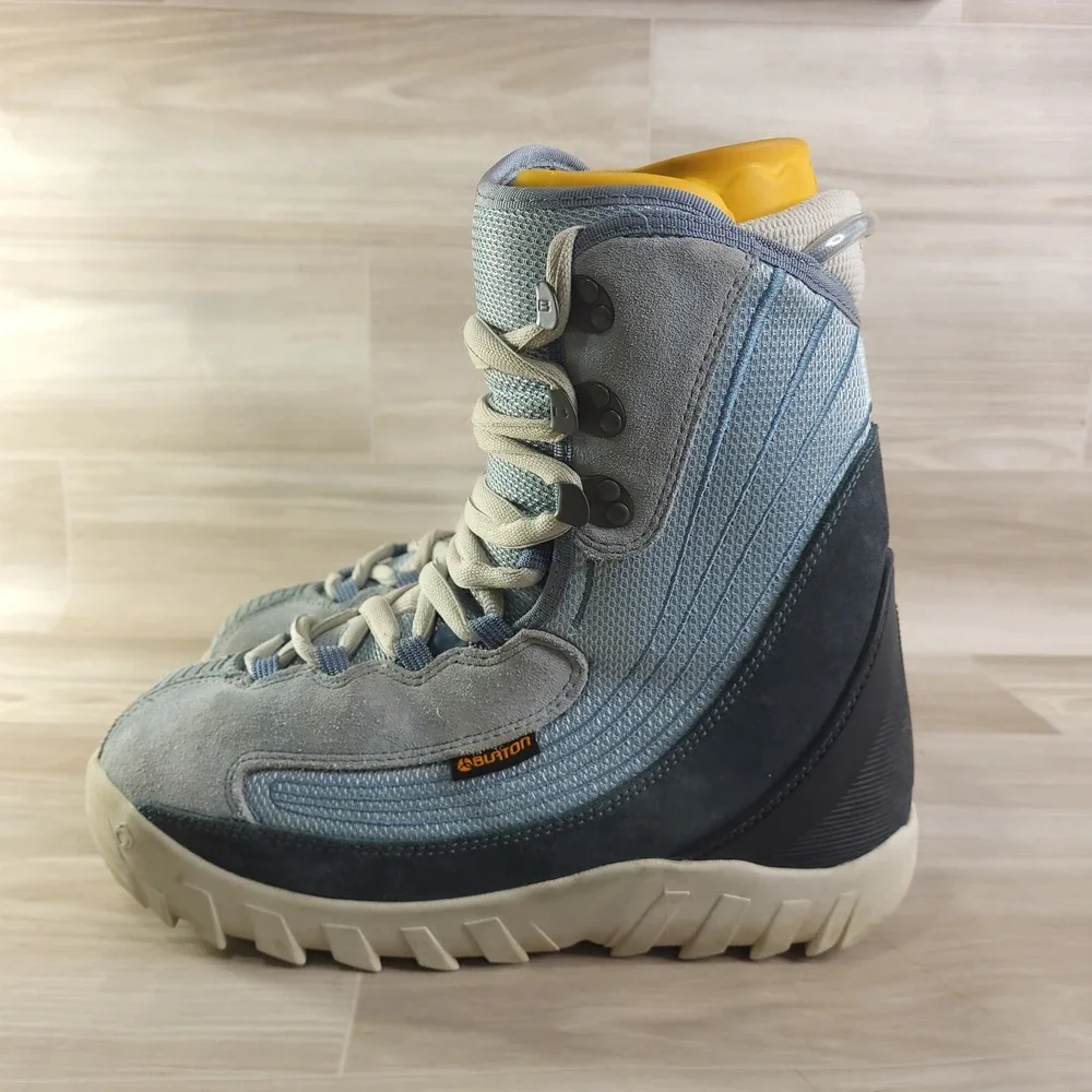 Burton Moto Snowboard Boots Womens 9 Blue Grey Suede Lace Up Winter Sport